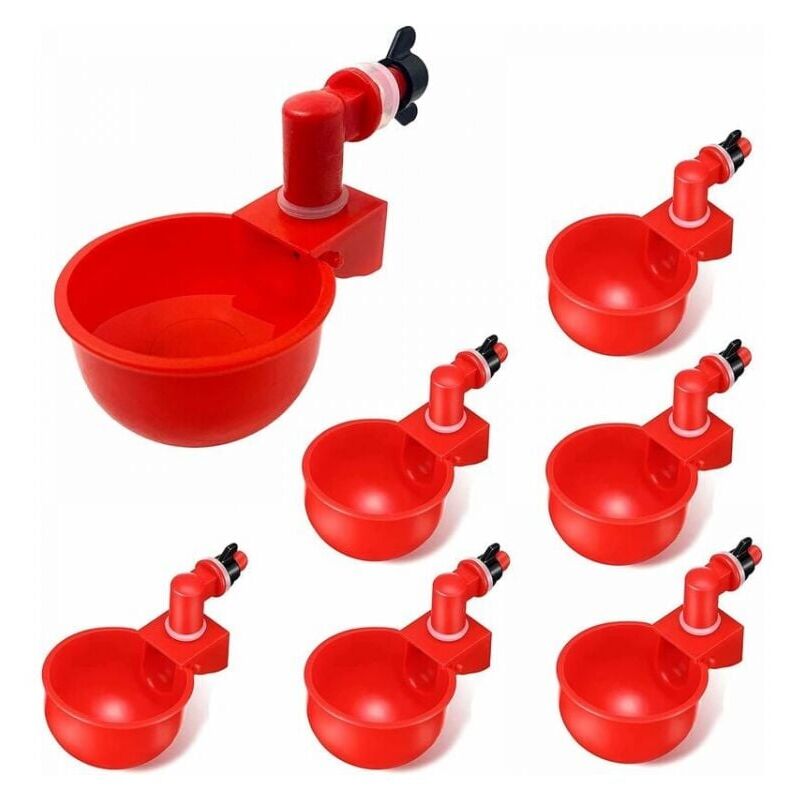 foto del prodotto 6 pezzi di abbeveratoio automatico per polli, tazze, ciotole di plastica, distributori di acqua per pollame, tazze automatiche per bere acqua per