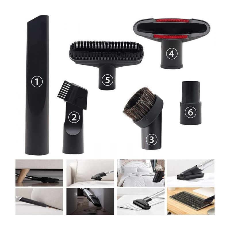 foto del prodotto 6 pezzi di accessori per aspirapolvere adatti per aspirapolvere di calibro da 32 mm a 35 mm per ugello per aspirapolvere karcher, rowenta,
