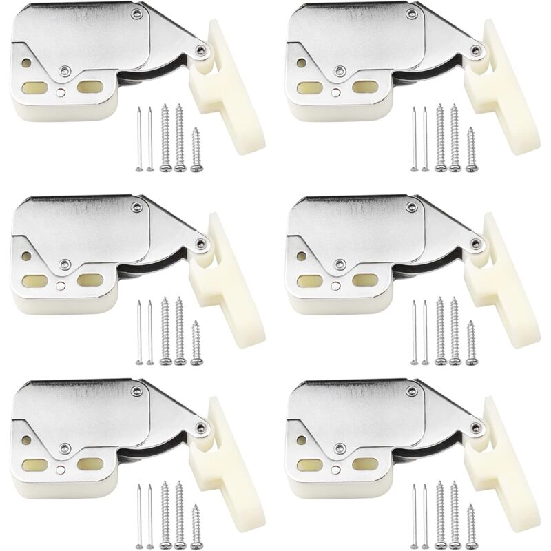 foto del prodotto 6 pezzi di chiusura a scatto mini chiusura automatica chiusura a molla con viti per premere per aprire le ante degli armadi