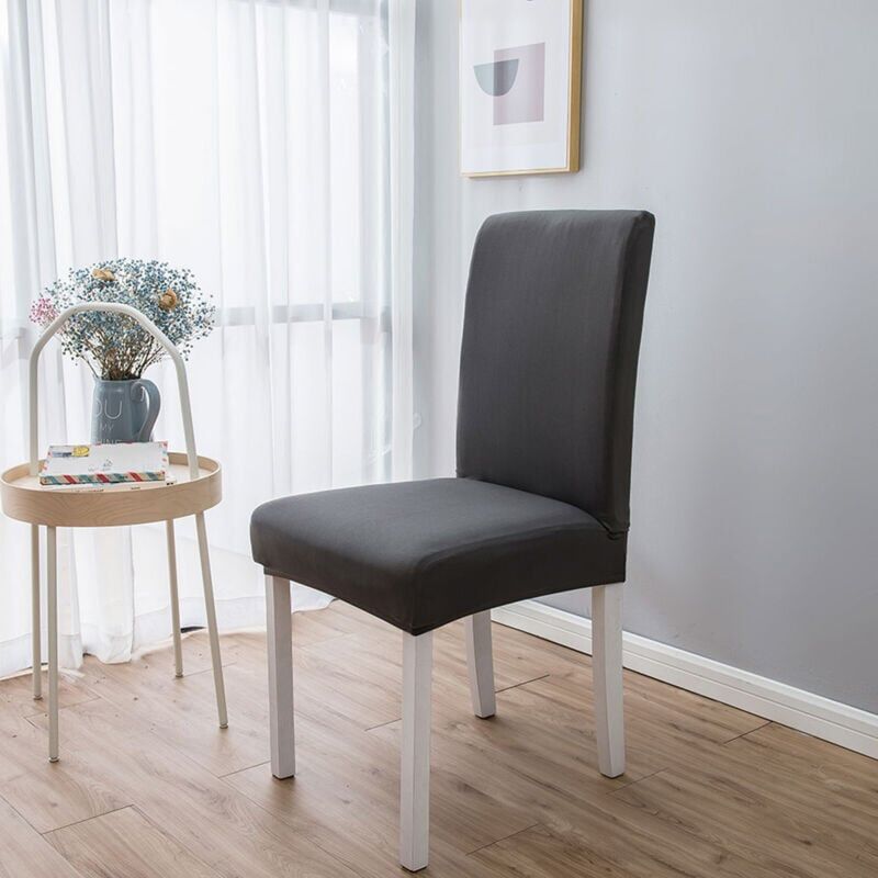 foto del prodotto 6 pezzi elegante coprisedia, elastico in poliestere per casa hotel grigio 