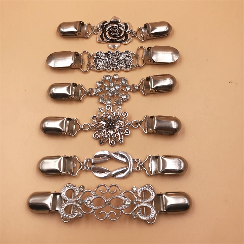 foto del prodotto 6 pezzi fermaglio per camicia vintage, cardigan, abito, clip per vita da donna, spilla per maglione, scialle, giacca, per vestiti sollbry