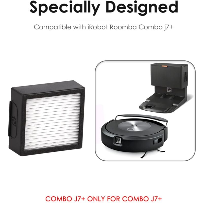 foto del prodotto 6 pezzi filtro hepa sostitutivo compatibile con irobot roomba combo j7 combo j7 plus robot aspirapolvere, set di accessori filtro hepa, 6 pezzi