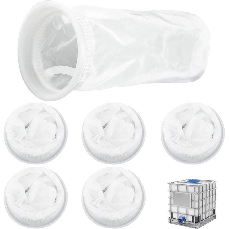 foto del prodotto 6 pezzi filtro ibc in nylon, filtro ibc lavabile bianco, filtri coperchio ibc in rete, filtro acqua piovana in nylon, applicabile ai serbatoi acqua
