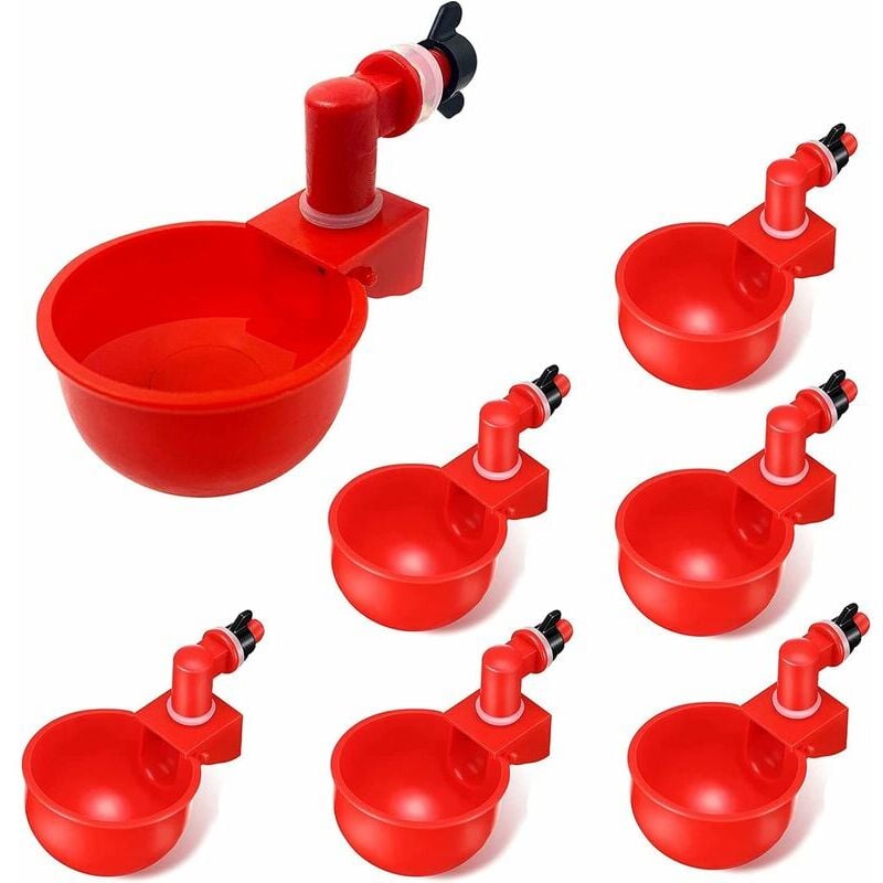 foto del prodotto 6 pezzi forniture automatiche galline abbeveratoio ciotole tazze ciotola di plastica, distributori d acqua per pollame tazze automatiche di acqua