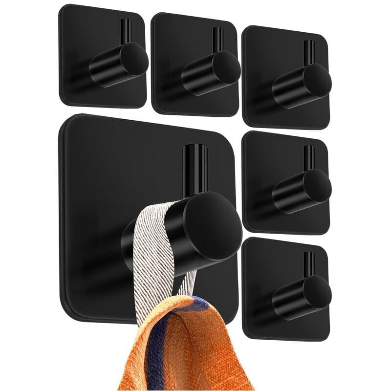 foto del prodotto 6 pezzi ganci adesivi, ganci da parete per bagno, ganci per asciugamani da cucina, ganci per quadri senza foratura, ganci autoadesivi in acciaio