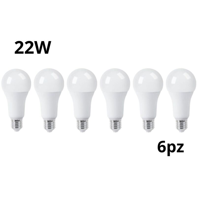 foto del prodotto 6 pezzi lampadina led 22w luce calda e27 a65l bulbo bianco opaco