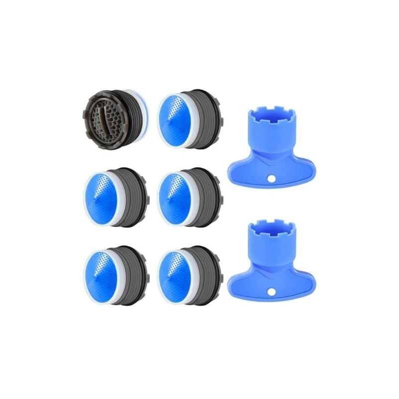 foto del prodotto 6 pezzi m18.5 aeratore cucina bagno ugello rubinetto lavello plastica aeratore per risparmio idrico con 2 chiavi blu aiperq