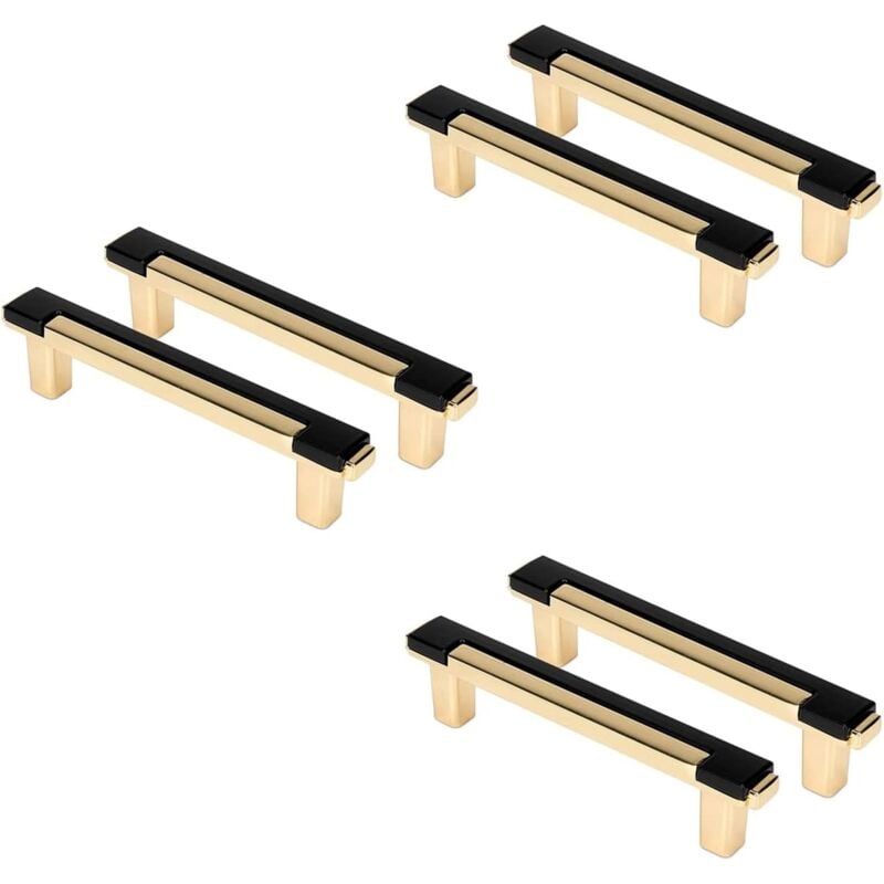 foto del prodotto 6 pezzi maniglie per porte in lega di zinco moderne, nere e dorate, per mobili da cucina, maniglie per cassetti, maniglie per mobili alla moda ymyny