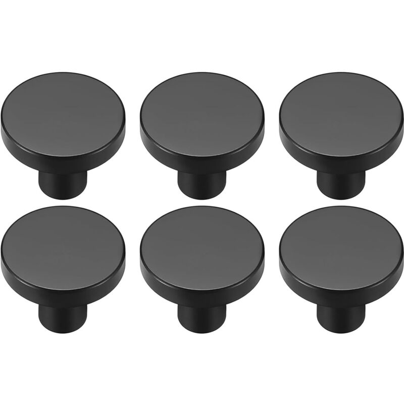 foto del prodotto 6 pezzi pomelli per cassetti, maniglia per porta rotondo, maniglie per mobili vintage per cassettiere, armadi, armadietti 25x30 mm nero