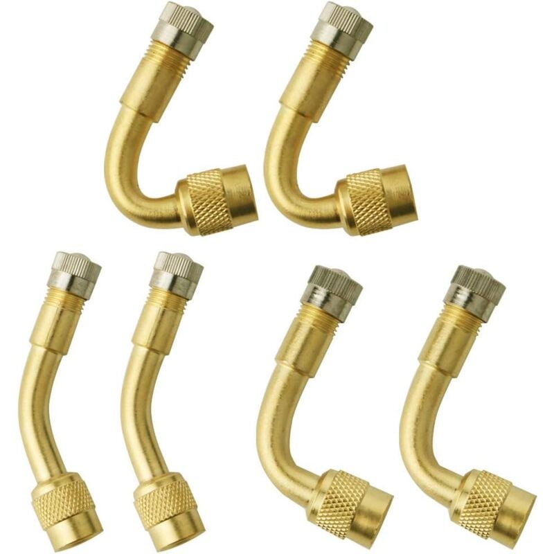 foto del prodotto 6 pezzi prolunga valvola pneumatico, 45 , 90 , 135 adattatore prolunga valvola pneumatico gomito prolunga, ugello gonfiatore angolato per auto