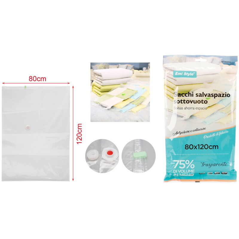 foto del prodotto 6 pezzi sacchetti buste sottovuoto vestiti trasparente 80x120cm