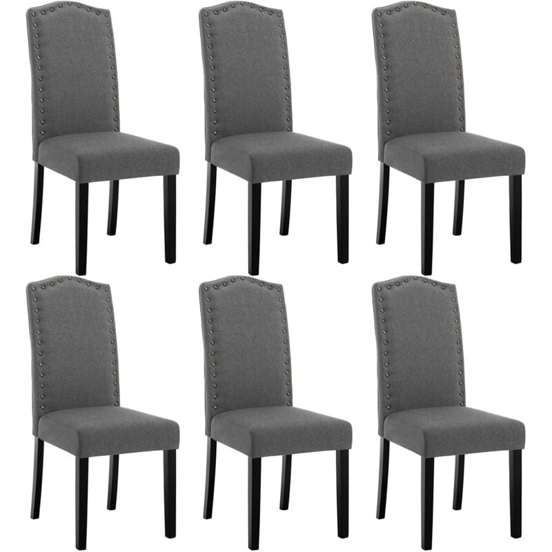 foto del prodotto 6 pezzi sedie per sala da pranzo con schienale alto. sedie da cucina con gambe in legno massello. sedie da soggiorno imbottite. decorazione con