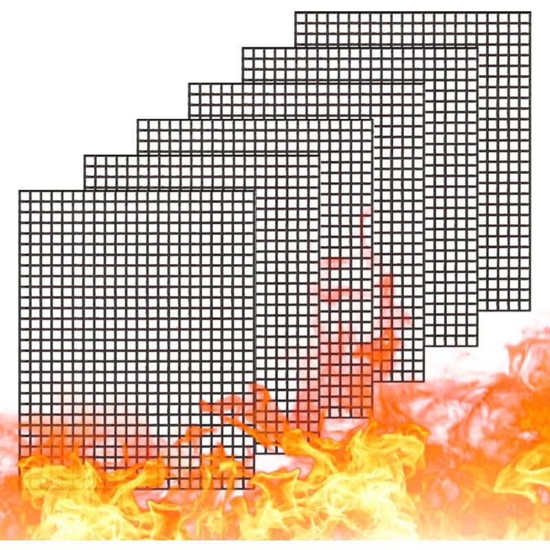 foto del prodotto 6 pezzi tappetini per barbecue, tappetini da cottura antiaderenti riutilizzabili, tappetini per barbecue per grigliare carne e verdure, 40 x 33 cm