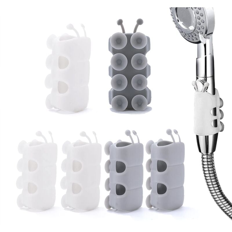 foto del prodotto 6 pieces shower head holder with suction cup universal handheld shower holder no drilling needed reusable wall mount bracket for metal marble glass