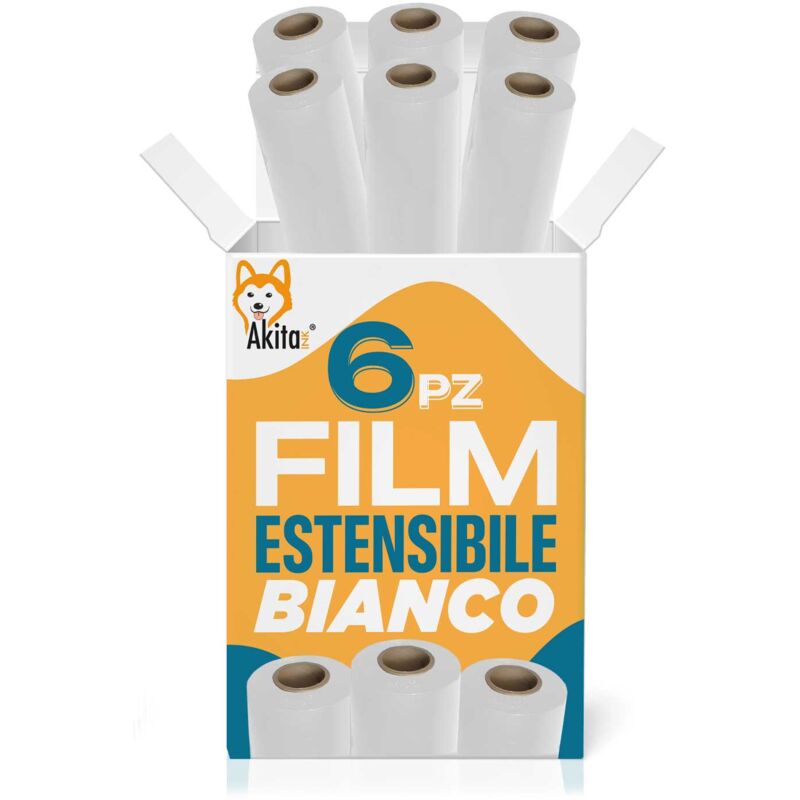 foto del prodotto 6 pz film estensibile 3 kg bianco imballaggi traslochi e spedizioni