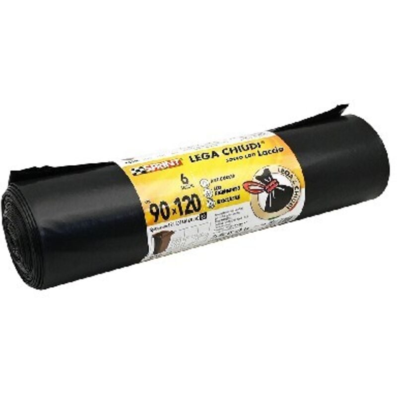 foto del prodotto 6 pz sacchi spazzatura lega e chiudi c laccio 80 my trasparente cm 90 x 120