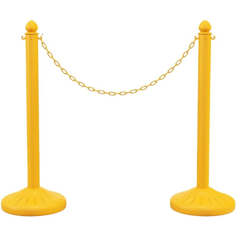 foto del prodotto 6 supporti flessibili per guida personale, barriere con 5 catene e base riempibile, paletti dissuasori parcheggio in plastica, catena di lunghezza 1