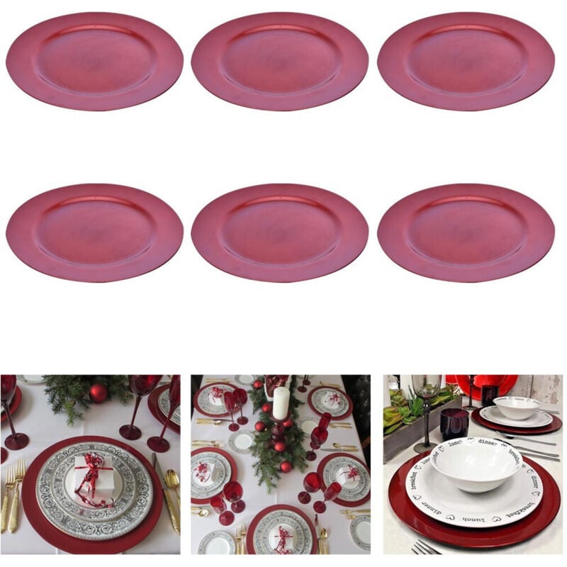 foto del prodotto 6 x sottopiatti natalizi in plastica 33cm decorazioni natale per la tavola rosa - - trade shop traesio