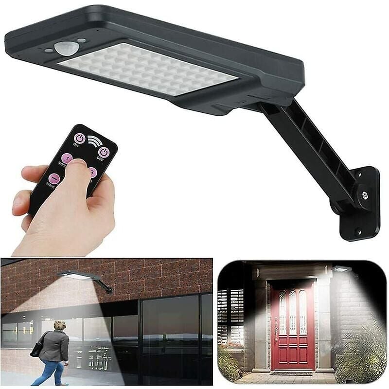 foto del prodotto 60 luci solari a led per esterni impermeabili ip65, lampade da parete a led con controllo remoto, luci di sicurezza solari wireless