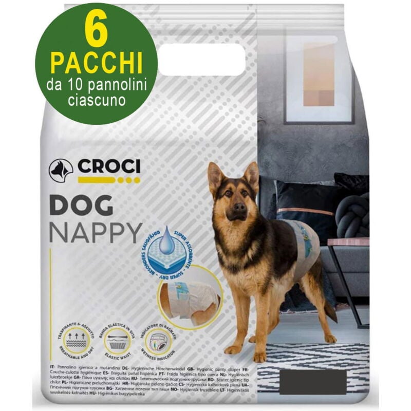 foto del prodotto 60 pannolini igienici per cani dog nappy xl 36 53 cm 6 pacchi da 10 pezzi cad.