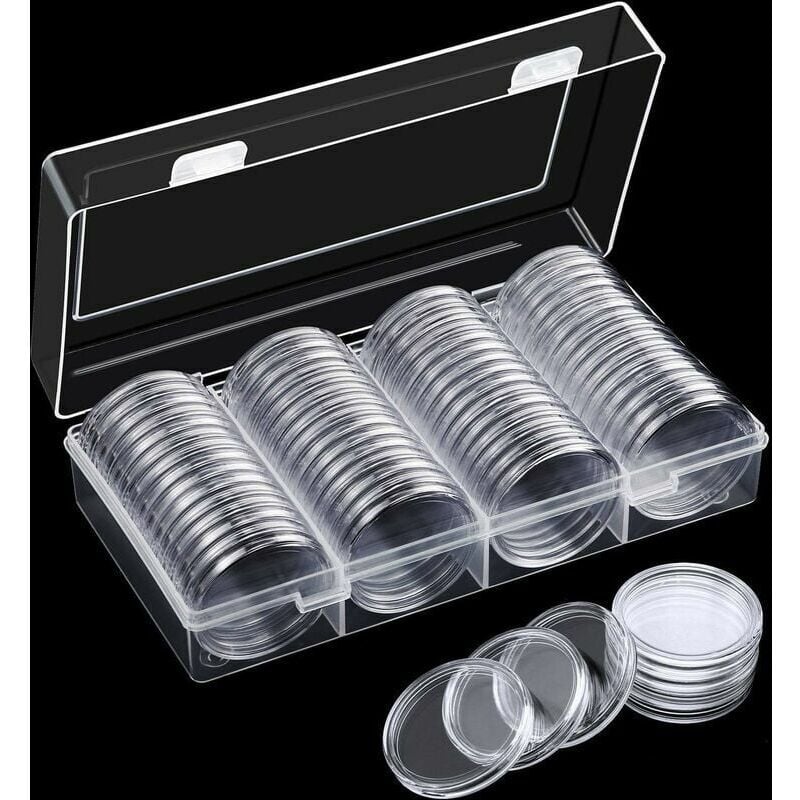 foto del prodotto 60 pezzi 40 mm porta capsule per monete con scatola di plastica porta capsule per la raccolta e la conservazione di monete