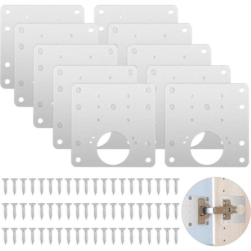 foto del prodotto 60 pezzi cerniere per ante di armadi, kit di riparazione per mobili con viti, riparazione cerniere per armadi con foro, cerniere da cucina in acciaio