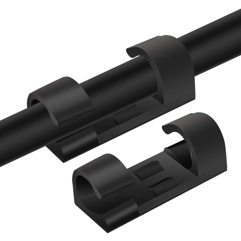 foto del prodotto 60 pezzi di clip per cavi, clip di stoccaggio con cuscinetti autoadesivi resistenti, clip di fissaggio rotonde in plastica, organizer per cavi adatti