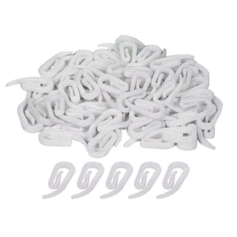 foto del prodotto 60 pezzi ganci in plastica bianco a proboscide papera 25mm per tende tenda trade shop traesio
