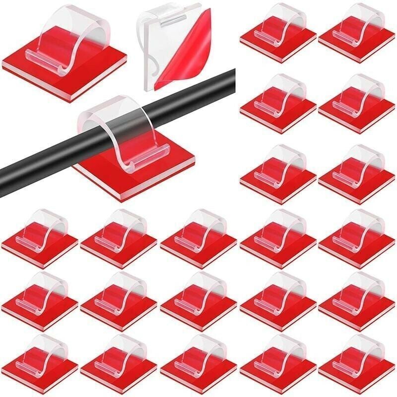 foto del prodotto 60 pz. clip per cavi luci mini clip per cavi autoadesivi ganci per luci clip per organizzatori di cavi per cavi supporto adesivo esterno per la