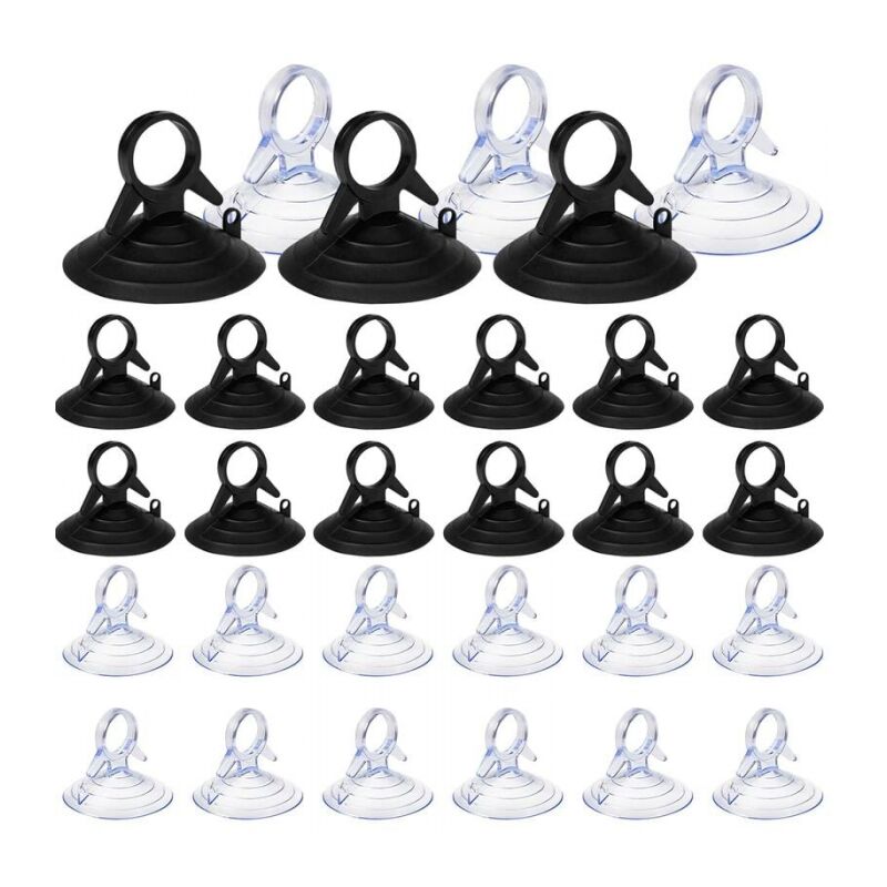 foto del prodotto 60 ventose per visiera parasole, ventose da 45 mm senza ganci, ventose in pvc, mini ventose nere trasparenti, ventose per finestre