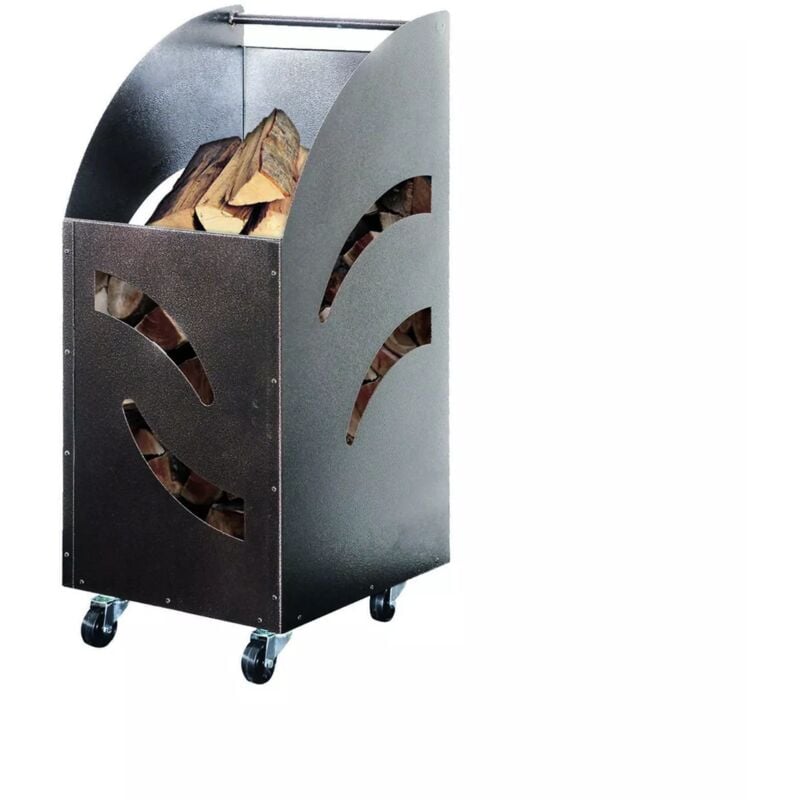 foto del prodotto 601 carrello portalegna h80 cm in ferro battuto con ruote tank 601