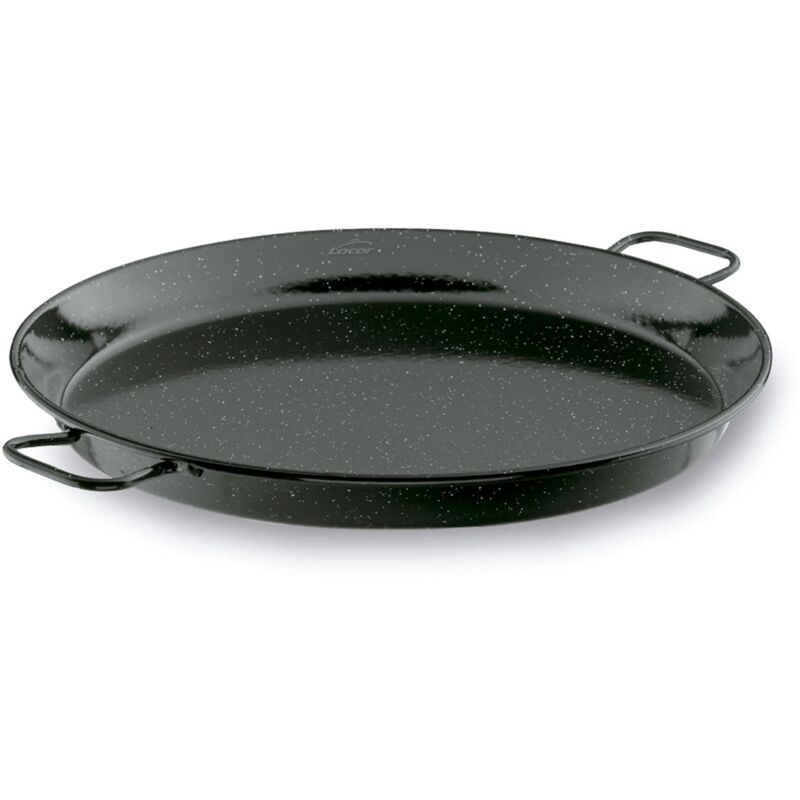 foto del prodotto 60182 padella per paella in ferro maltato, mini paella, ideale per presentare, servire e cucinare, coperchio con acciaio smaltato, 32 cm lacor