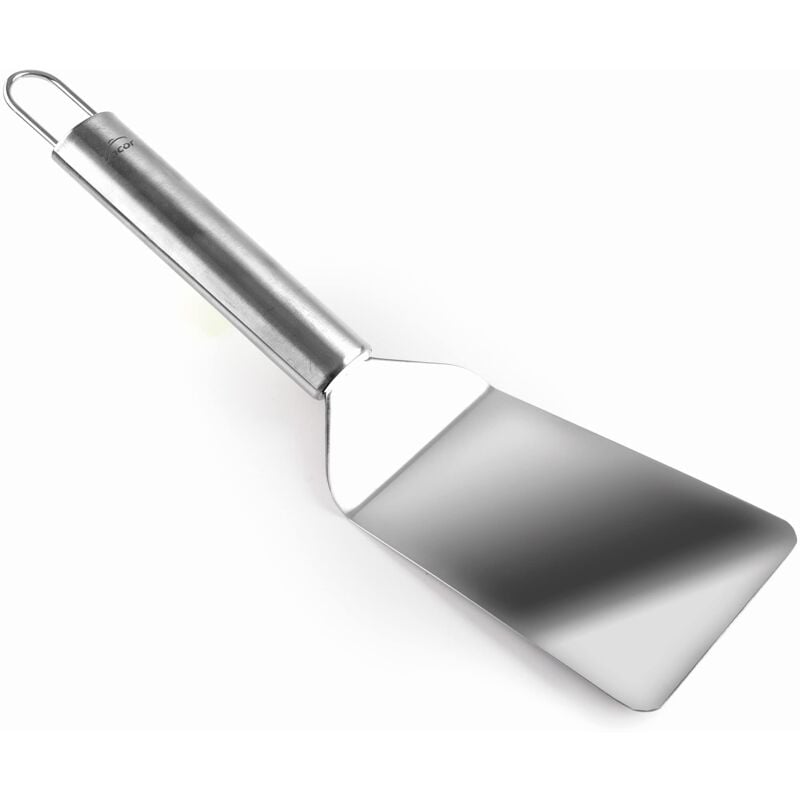 foto del prodotto 60266 spatola piegata per barbecue, acciaio inossidabile, impugnatura ergonomica, lavabile in lavastoviglie, 28 cm, acciaio inossidabile lacor