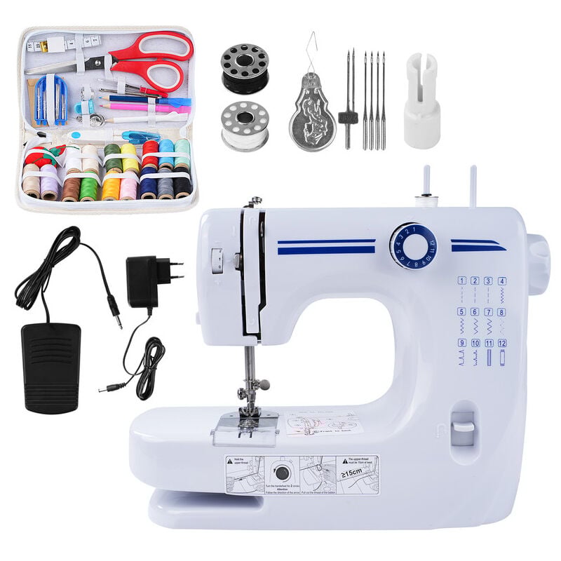foto del prodotto 608a mini macchina da cucire elettrica 12 punti macchina da cucire con pedale kit da cucito spina europea dewin