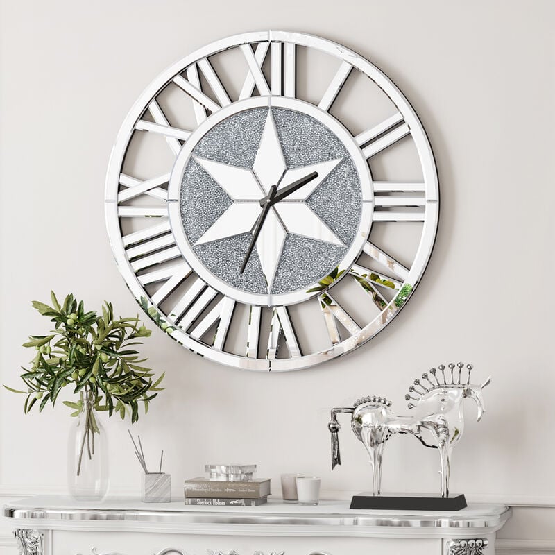 foto del prodotto 60cm orologio da parete artistico silenzioso orologio da parete con numeri romani moderno particolare per soggiorno cucina con diamante brillanti