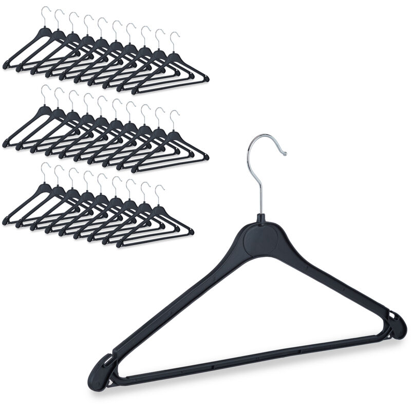foto del prodotto 60x grucce appendiabiti, asta per i pantaloni, camicie, gonne, gancio girevole, plastica, nero