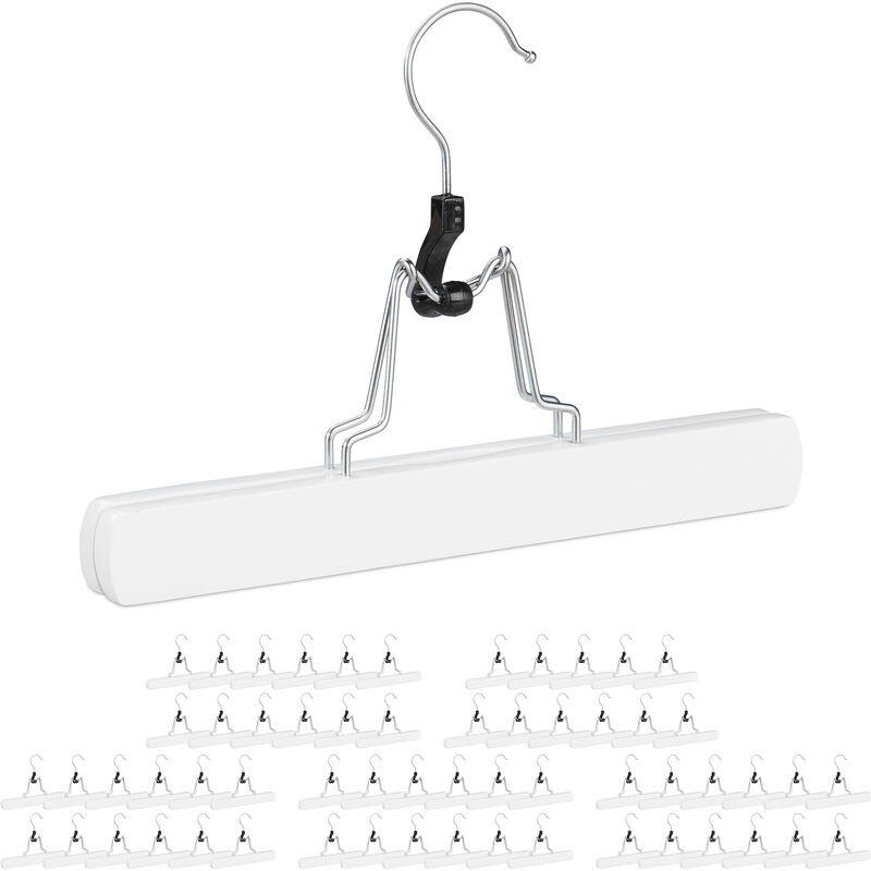 foto del prodotto 60x grucce in legno con morsetto, gancio girevole a 360 gradi, rivestimento in feltro, hlp 17 x 25 x 2,3 cm, bianco