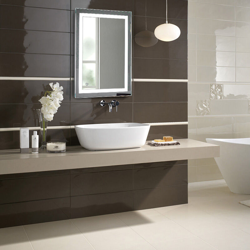 foto del prodotto 60x80 cmspecchio illuminato design quadrato in vetro temperato,luce bianca fredda haloyo