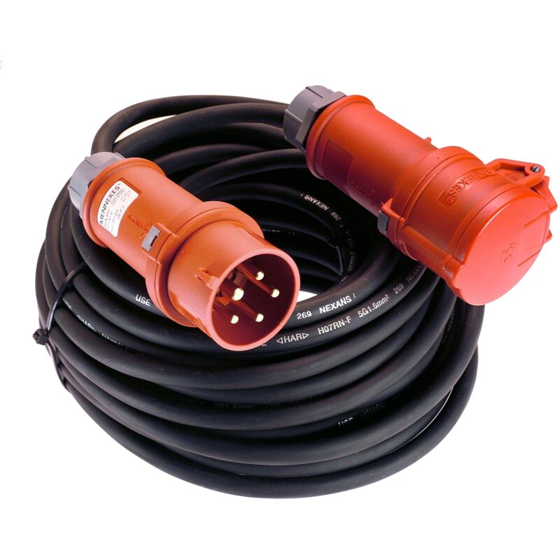 foto del prodotto 61093 61093 prolunga cee con invertitore di fase, 50 m, h07rn f 5g2,5, 400 v 16 a 5 poli, colore nero as schwabe