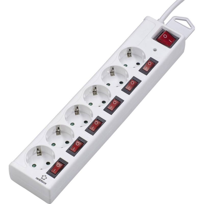 foto del prodotto 615b cmw s multipresa con protezione da sovratensioni 6 scomparti bianco schuko 1 pz. renkforce