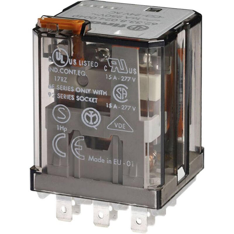 foto del prodotto 62.33.9.024.4000 rel ad innesto 24 v dc 16 a 3 scambi 1 pz. finder