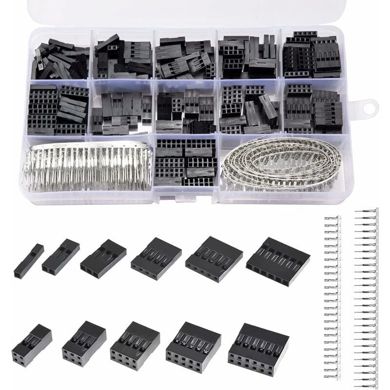 foto del prodotto 620 connettori dupont 2,54 mm jst sm 1 2 3 4 5 6 pin maschio femmina connettore a crimpare alloggiamento terminale connettore assortimento kit, cavo