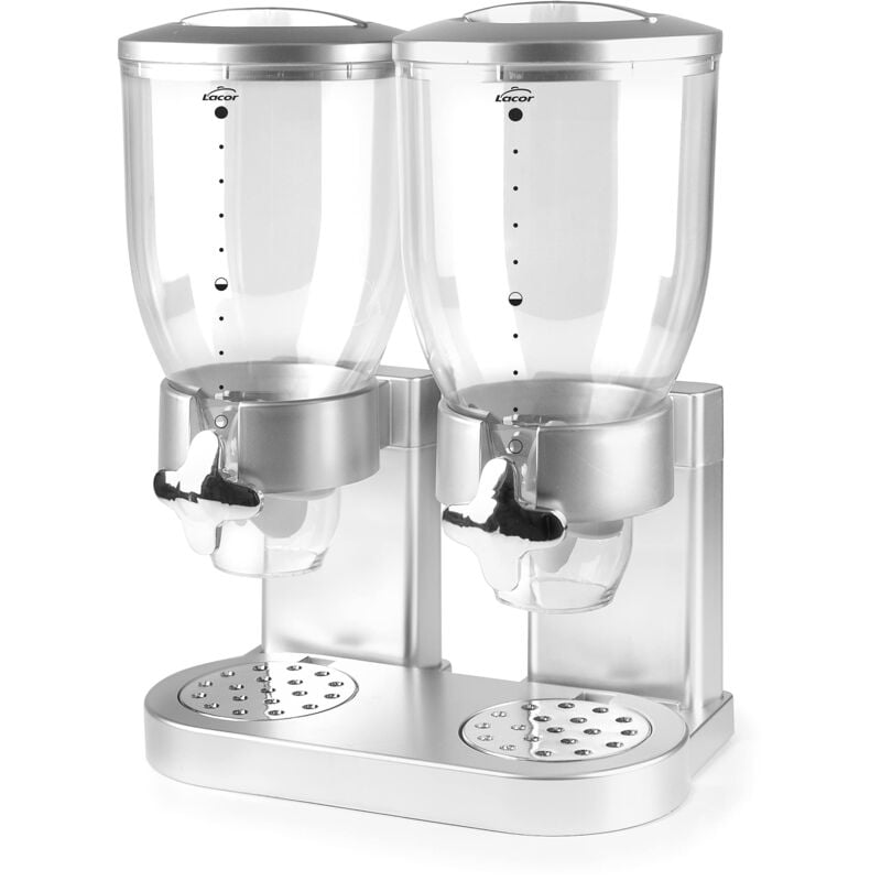 foto del prodotto 62597 dispenser di cereali, frutta secca, pasta e caramelle, doppio contenitore, due contenitori da 3,5 l, sistema girevole, senza bpa, 33 x 20 x