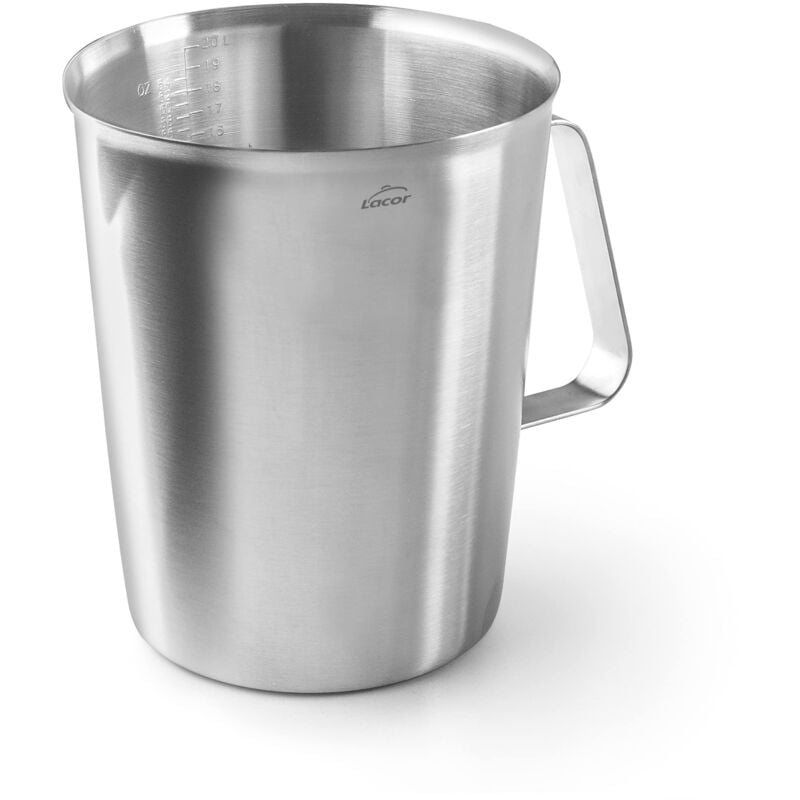 foto del prodotto 62742 caraffa graduata, misurino, misuratore dei liquidi, acciaio inox, senza bpa, 15 cm, 2 l lacor