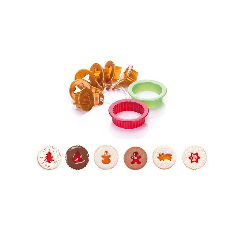 foto del prodotto 630912 delicia tagliabiscotti per frollini, natale, plastica, multicolore, 8 pezzi tescoma