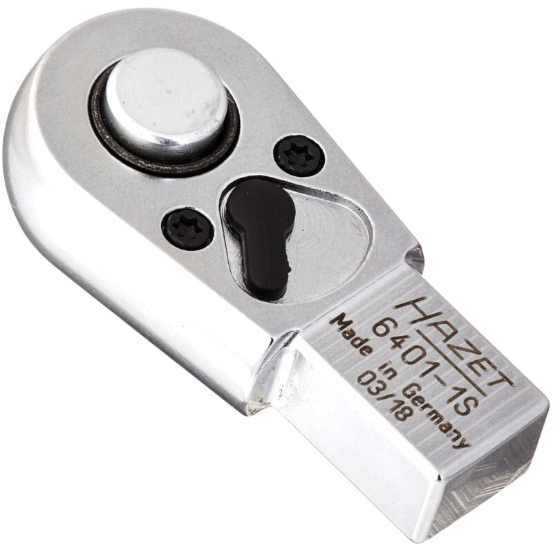 foto del prodotto 6401 1s testa ad innesto con cricchetto reversibile, argento, attacco quadro, massiccio, 6.3 1 4 di pollice hazet