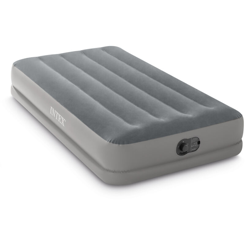 foto del prodotto 64112 materasso gonfiabile prestige mid rise singolo, con pompa usb incorporata, pvc, grigio, 99x191x30 cm intex
