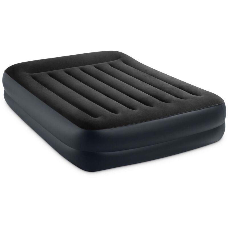 foto del prodotto 64124nd materasso dura beam pillow rest raised matrimoniale, con pompa elettrica incorporata, pvc, nero, 152x203x42 cm intex