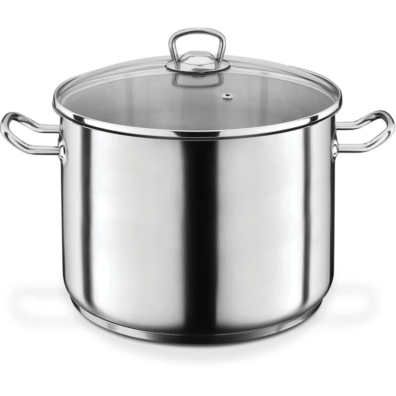 foto del prodotto 643450 professionale pentola con coperchio in vetro 28 x 19 cm circa 12,0 litri, acciaio inox, argento, 42 x 29,5 x 20,5 cm, 2 unità - gsw