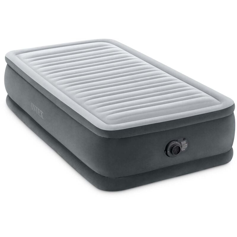 foto del prodotto 64412nd materasso gonfiabile dura beam comfort plush elevated singolo, con pompa elettrica incorporata, pvc, grigio, 99x191x46 cm intex